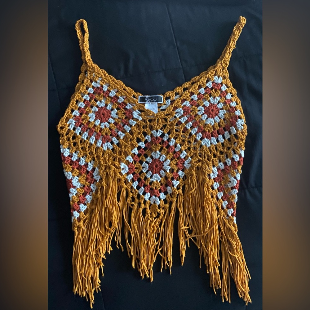 Orange w/ design Bikini top cover up